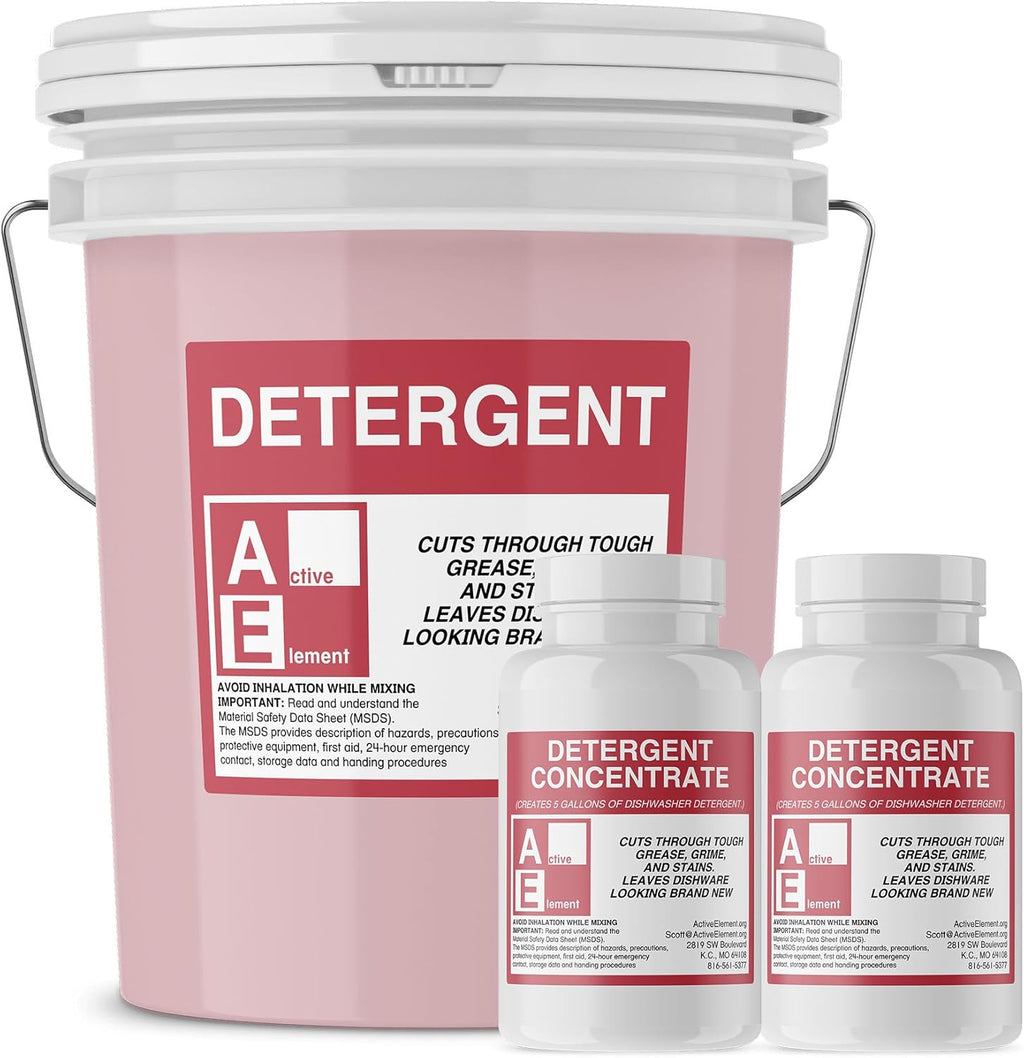Commercial Dishwasher Detergent - Makes One 5 Gallon Pail - Industrial Dish Detergent - For High and Low Temp Dishwasher Machine