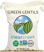 CLEAR CREEK Green Lentils | Project Non-GMO Verified | 4 lb | Vegan | Non-Irradiated (Will Sprout) | Kosher | Vegan