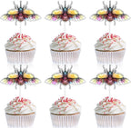 18 Pieces Beetle Cupcake Toppers Kids Insect Themed Happy Birthday Bug Cupcake Decoration Set, Garden Party, Baby Shower, Boys and Girls Birthday Party Decorations