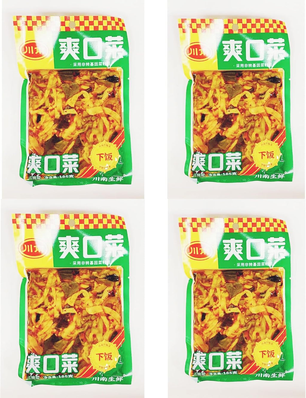 Sichuan Pickled Vegetables, Spicy Chinese Preserved Side Dish, 185g, Pack of 4