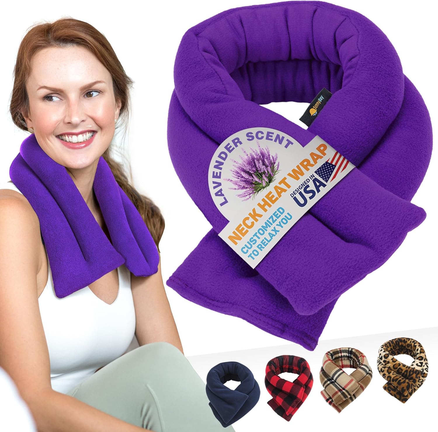 SunnyBay Microwave Heating Pad, Microwavable Heated Neck and Shoulder Wrap with Lavender, Soothing Pillow Hot & Cold Bean Bag, Aroma Warmer for Pain Relief, 26x5 Inches, 2.5 lbs, Purple