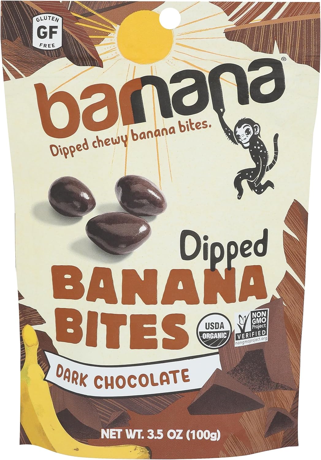 Barnana Dipped Banana Bites, Dark Chocolate, 3.5 Oz