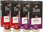 Peet's Coffee, Medium Roast Espresso Capsules Variety Pack, Compatible with Nespresso Original Machine, 100% Arabica Coffee - Intensity 8-9, 40 Count (4 Boxes of 10 Espresso Capsules)