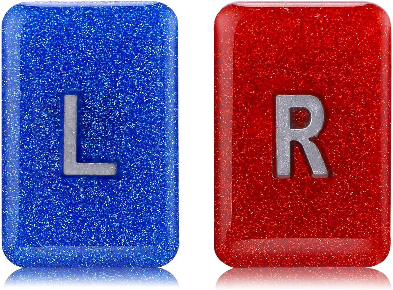 AceOrbit 2 Pack 1.5" x 1" X-Ray Markers Resin with Lead Letters Tech Markers Gift for Radiology Tech Nurses, Reusable & Washable(Red and Blue,Glitter)