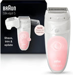 Braun Epilator Silk-épil 5 5-620, Hair Removal Device, Epilator for Women, Shaver & Trimmer, Cordless, Rechargeable, Wet & Dry, 6 Piece Set, Holiday Gifts for Women