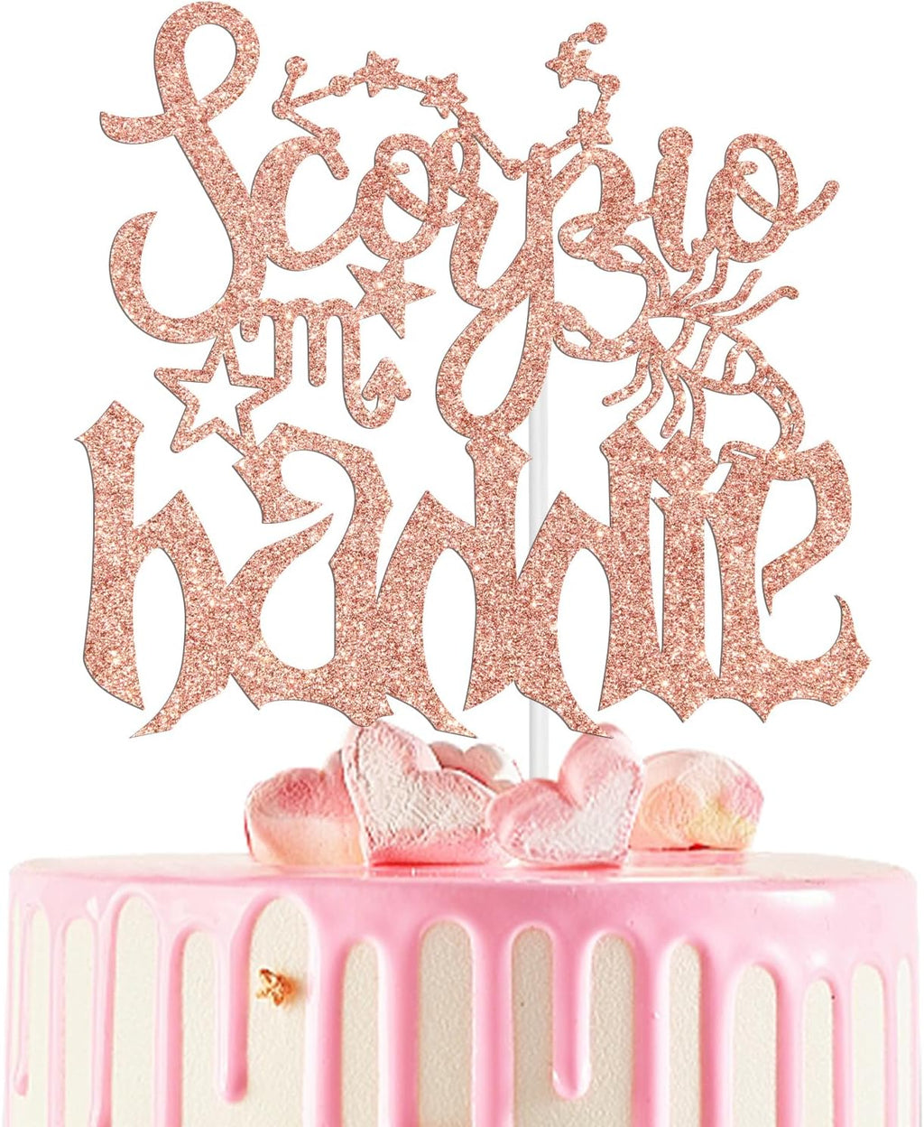 Scorpio Baddie Cake Topper, Big Scorpio Energy, 12 Constellation Zodiac Scorpio Theme Birthday Baby Shower Party Decorations Supplies Rose Gold Glitter