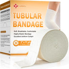 Carbou Elasticated Tubular Support Bandage 3" x 11 yd (Size D), Soft Stockinette Tubing for Legs, Arms, Knees, Thighs, Reusable Compression Support Bandage Roll for Joint Tissue
