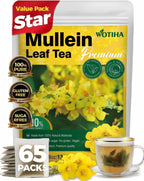 WOTIHA 65 Count Value Pack Premium Mullein Leaf Tea Bags - 100% Pure Natural Herbal tea, Lungs Cleanse & Respiratory Support, Caffeine-Free, No Additives, Non-GMO