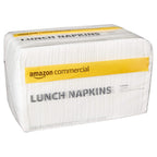 AmazonCommercial 1-Ply White Disposable Lunch Napkins for Restaurants and Events, Party Napkins, 250 Napkins per Pack (12 Packs), 12 x 12 Sheet