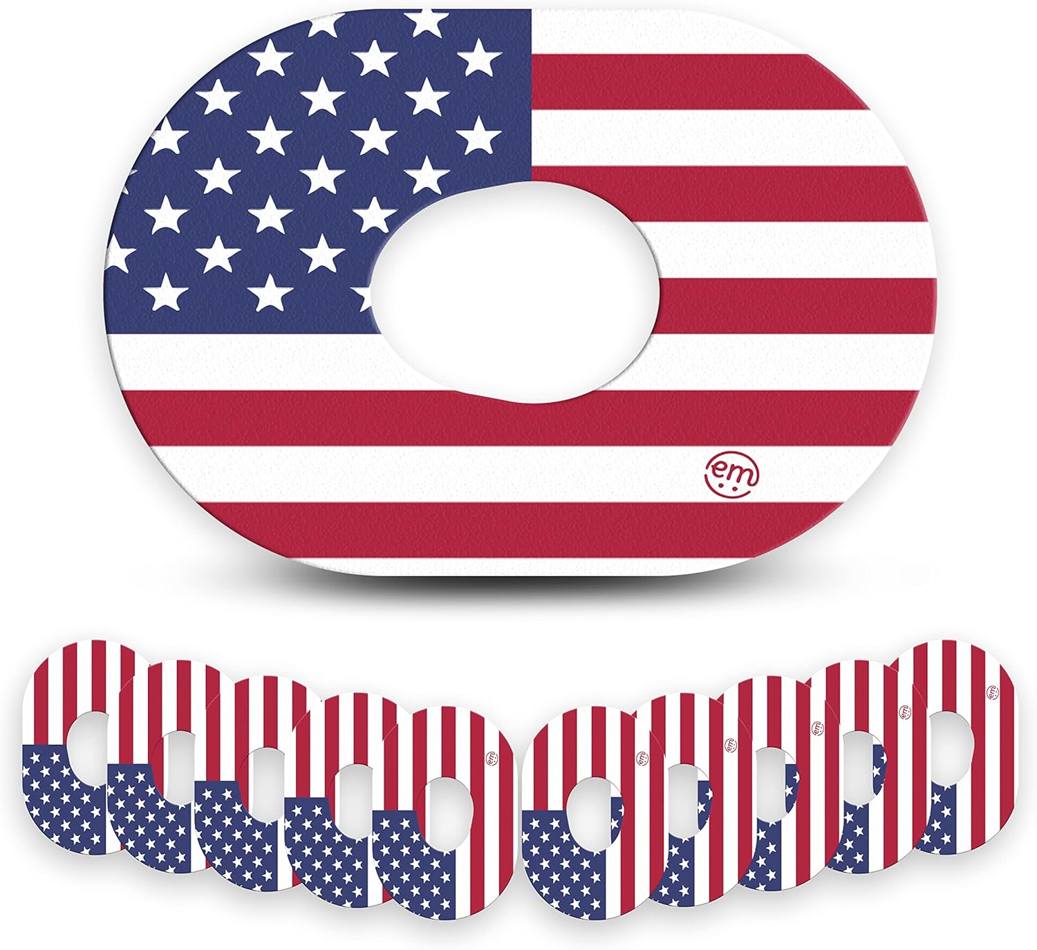ExpressionMed - Adhesive Patches for Dexcom G7 and Stelo (10-Pack) - Made in the USA, Waterproof, Split Backing, CGM Tape (US Flag)
