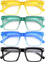 CessBlu Ladies 4 Pack Oversize Square Reading Glasses for Women Fashion Readers