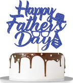 Black Glitter Happy Birthday Dad Cake Topper, Happy Father's Day Cake Decor, Happy Father's Day Party Supplies Best Dad Ever Party Decorations (Blue)