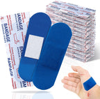 Geiserailie 120 Pcs Food Service Blue Detectable Bandage Woven Fingertip Waterproof Flexible Bandages Non-Stick Pad Latex Free for Catering First Aid Kit Wound Care and Protection(1" X 3",Rectangle)