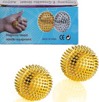 Magnetic Hand Massage Ball - Spiky Acupuncture Balls for Adults and Kids - Gold 1 Pair for Pain, Pressure, and Stress Relief - Exercise Squeeze Balls