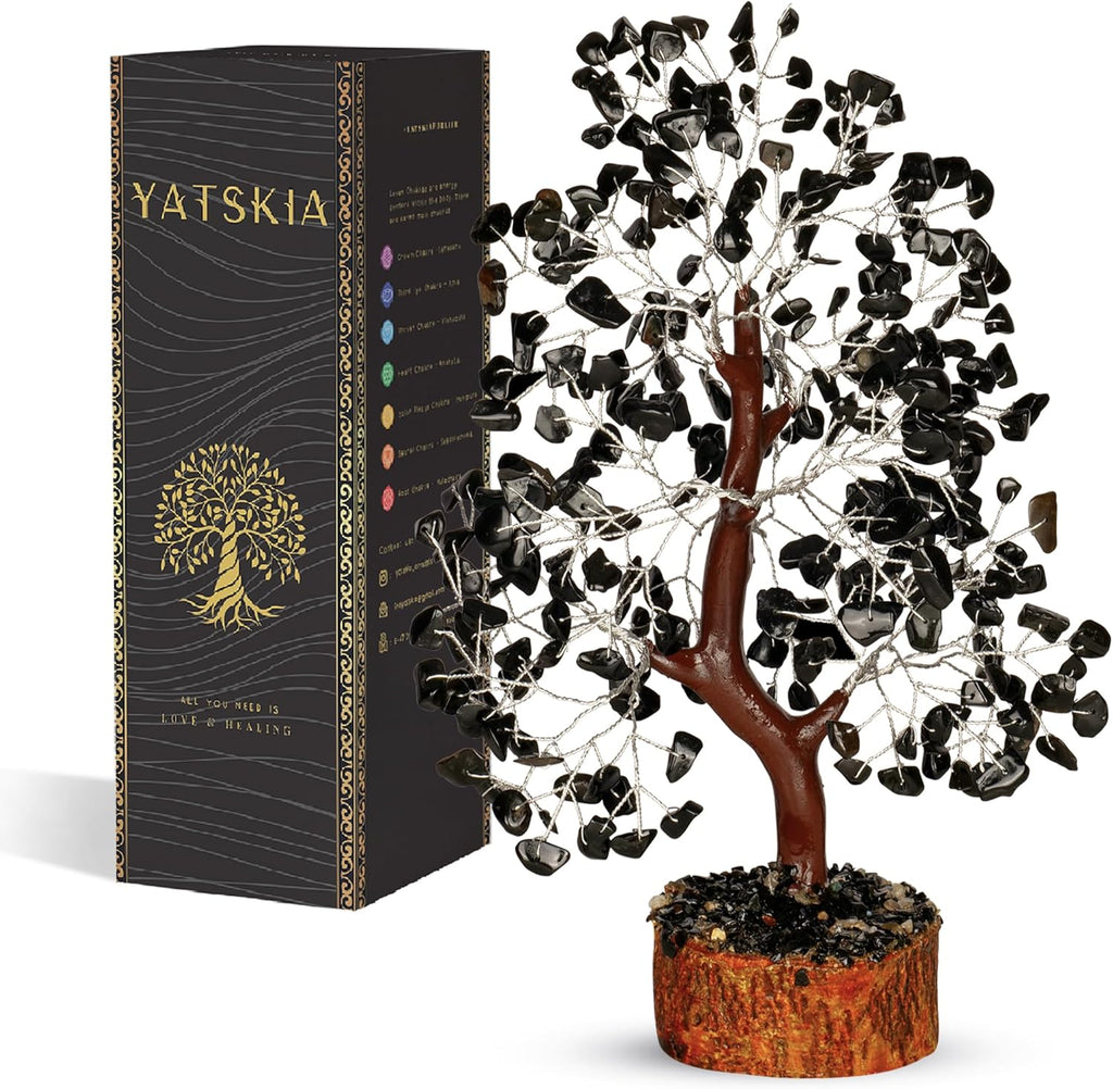Black Tourmaline Crystal - Money Tree, Bonsai Tree, Black Tree, Tree of Life Decor, Chakra Tree of Life, Energy Gifts for Women, Crytals and Gemstones