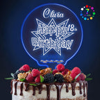 LED Personalized Happy Birthday Cake Toppers 7 Colour Changes Light Up Birthday Cake Topper Acrylic Cake Toppers Cake Decorations for 1st 10th 16th 18th 20th 21st 30th 40th 50th 60th 70th(Design 1)