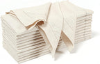 Flax Hemstitchend Cloth Dinner Napkin Set of 12 Natural 20x20 Inches, Premium Cotton Linen Dinning Table Napkins Ideal for Guest, Spring, Cocltail | Soft Neutral Event Napkin for Easter Basket Decor