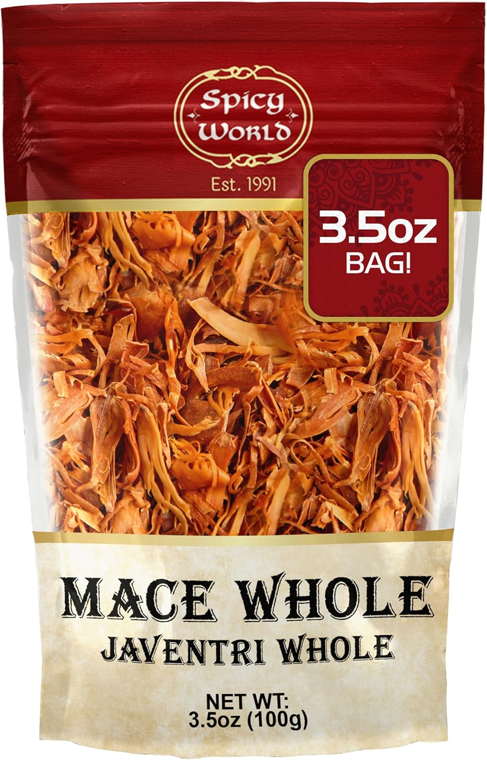 Spicy World Mace Whole 3.5oz (100g) - Javathri, Pure, Natural, Nutmeg's Rind