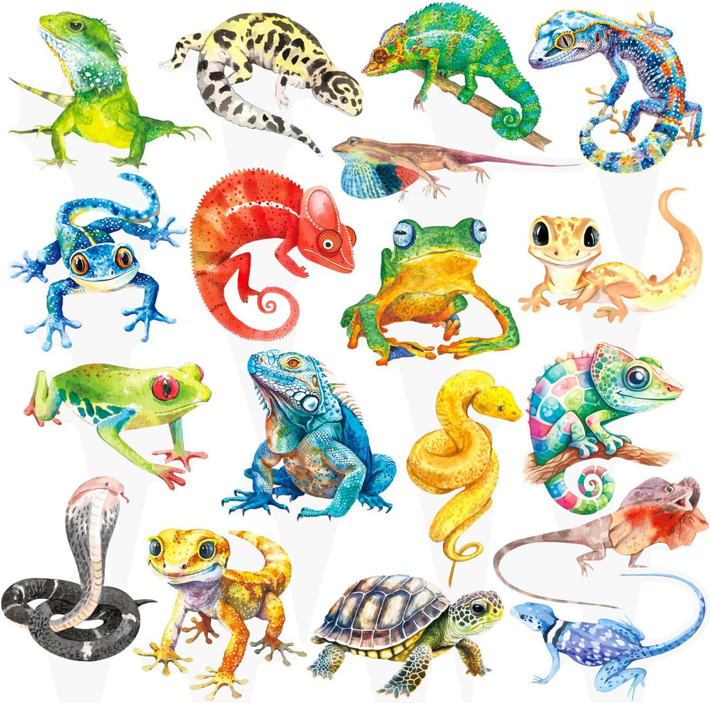Reptile Party Cupcake Toppers 48Pcs Reptile Animals Theme Cake Decorations Reptile Lizard Cupcake Picks Swamp Reptile Birthday Party Supplies for Snake Turtle Frog Baby Shower Decor