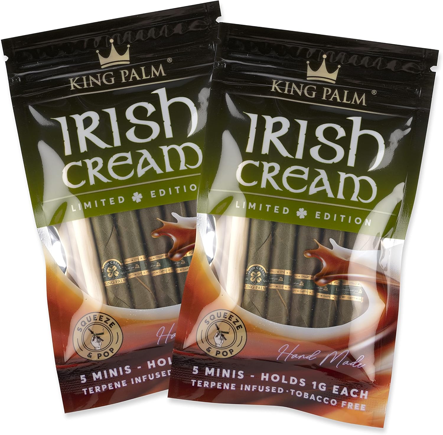 King Palm Flavors Cones Mini Size - 2 Packs, 10 Rolls - (Irish Cream) Organic Flavored Pre Rolled Cones - King Palm Flavors Pre Rolls