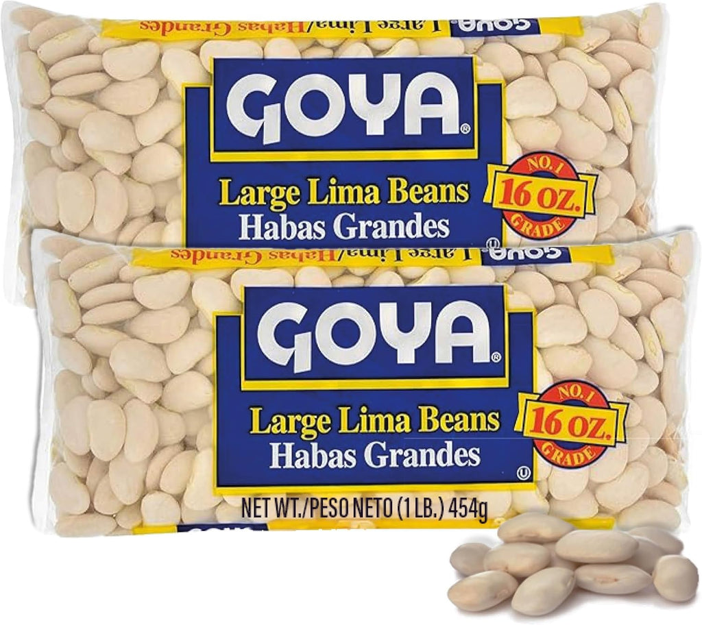 Large Lima Beans by Goya, Butter Beans, Whole Dried Beans, Gigante Beans, Rich in Fiber, Nutritious and Versatile, 16oz. Bag (Pack of 2)