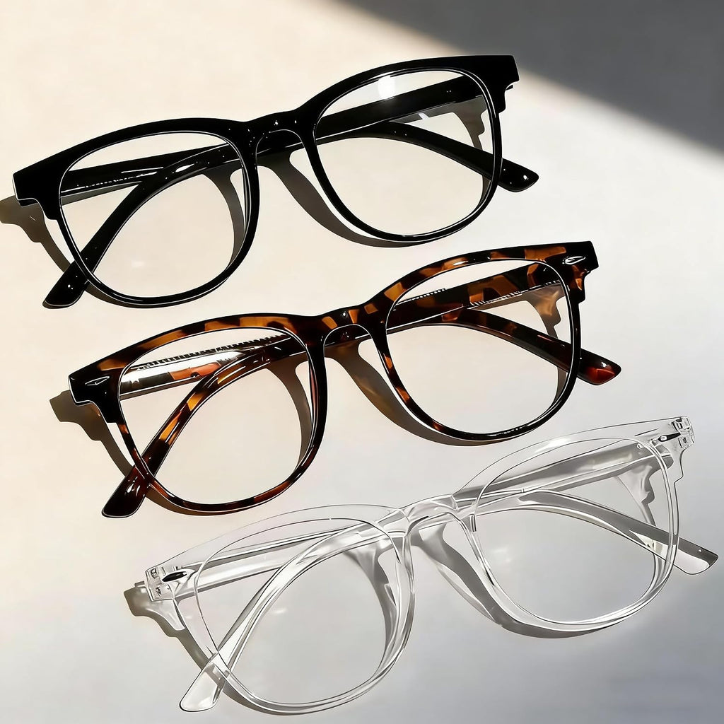Blue Light Blocking Glasses, 3 Pack Clear Computer Readers Relieve Eye Fatigue, for Screens, Games, Phones, Fashion Eyewear Accessories
