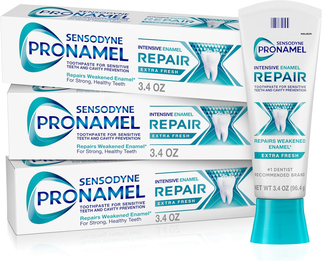 Sensodyne Pronamel Intensive Enamel Repair Toothpaste for Sensitive Teeth, to Reharden and Strengthen Enamel, Extra Fresh - 3.4 Ounces (Pack of 3)