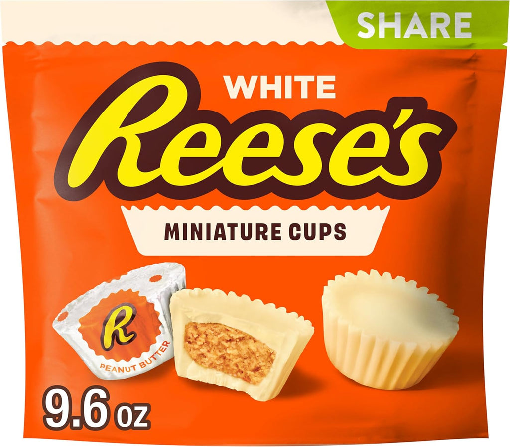 REESE'S Miniatures White Creme Peanut Butter Cups, Candy Share Pack, 9.6 oz