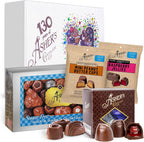 Asher's Chocolates Holiday Gift Box, Milk and Dark Chocolate Assortment, Small Batches of Kosher Chocolate, Family Owned Since 1892, Assorted Chocolate Gift Set (4 Sugar Free Items, Sugar Free Lovers)