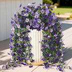 Artificial Fake Hanging Flowers Plants for Outdoor Spring Summer Decoration,2 PCS Faux Silk Daisy with Eucalyptus Leaves,UV Resistant Look Real for Outside Home Planter Porch Patio Balcony Yard Decor