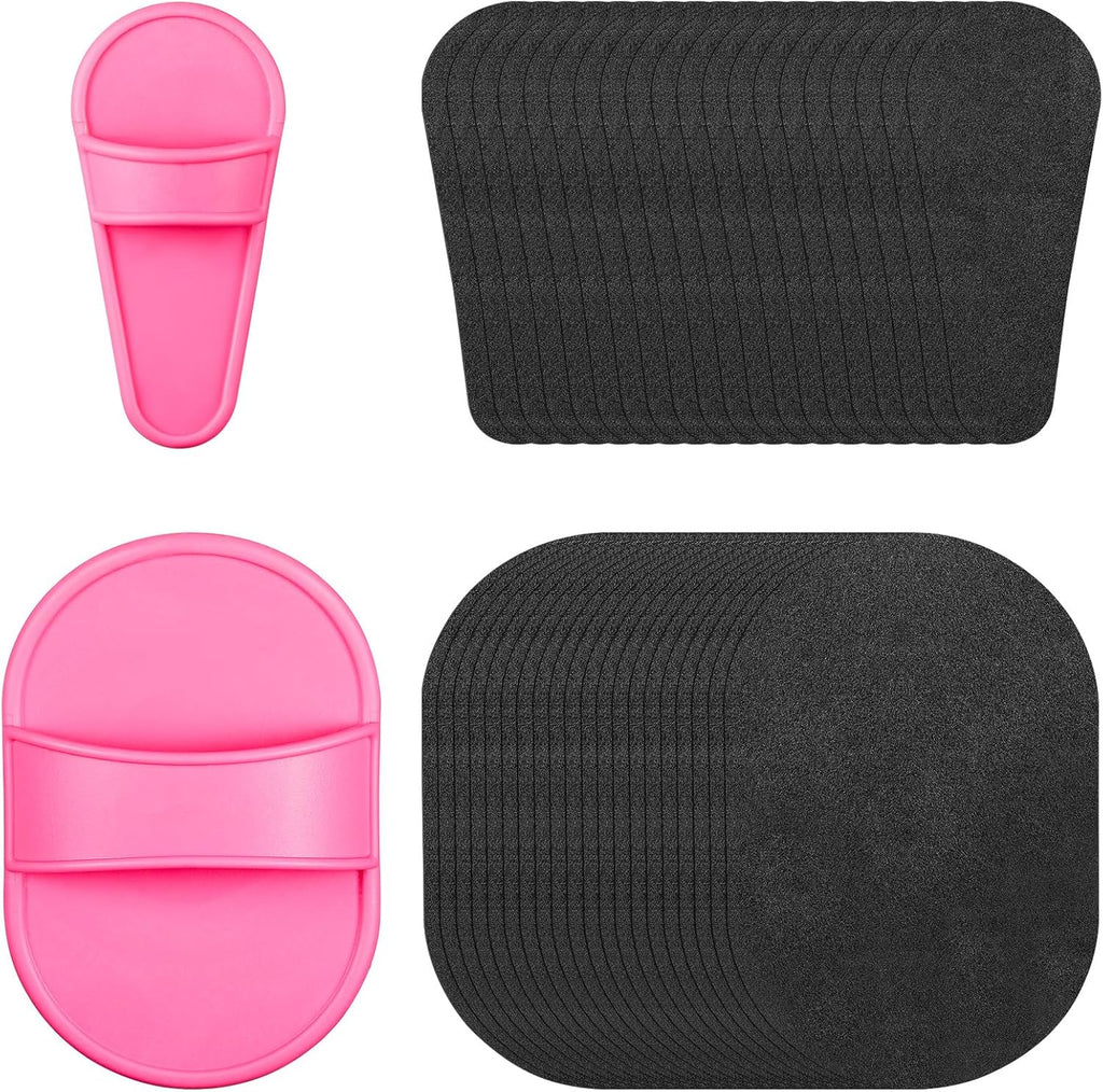 Chengu 202 Pcs Hair Removal Pad Sets Smooth Away Hair Removal Kit 2 Sizes Skin Pad and 200 Pcs Exfoliation Fine Sandpaper for Women Skin Care