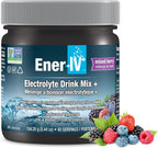 Ener-IV Electrolyte Drink Mix - Electrolytes Powder, Hydration Powder Drink, Hydrate Liquid Mix, Low Sugar Rehydration for Women & Men, Natural Flavors, Non GMO - Mixed Berry, 45 Servings