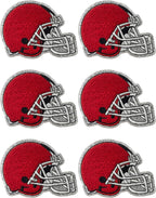 6pcs Football Iron on Patches, Helmet Chenille Patches for Clothes Repair, Embroidered Sticker Fabric Patches for Hat Backpack Jeans Jacket Gameday Decorative Applique(Red)