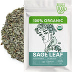 Organic Sage Leaves (3 oz.) - Sage Tea Loose Leaf (Salvia officinalis) – Salvia Tea for Mind & Body Wellness - Focus and Clarity