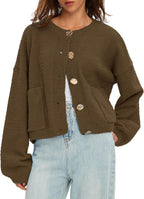 Beaully Women's Cardigan Sweaters Fuzzy Knit Long Sleeve Button Up Outwear Casual Warm Fall Jackets Coats