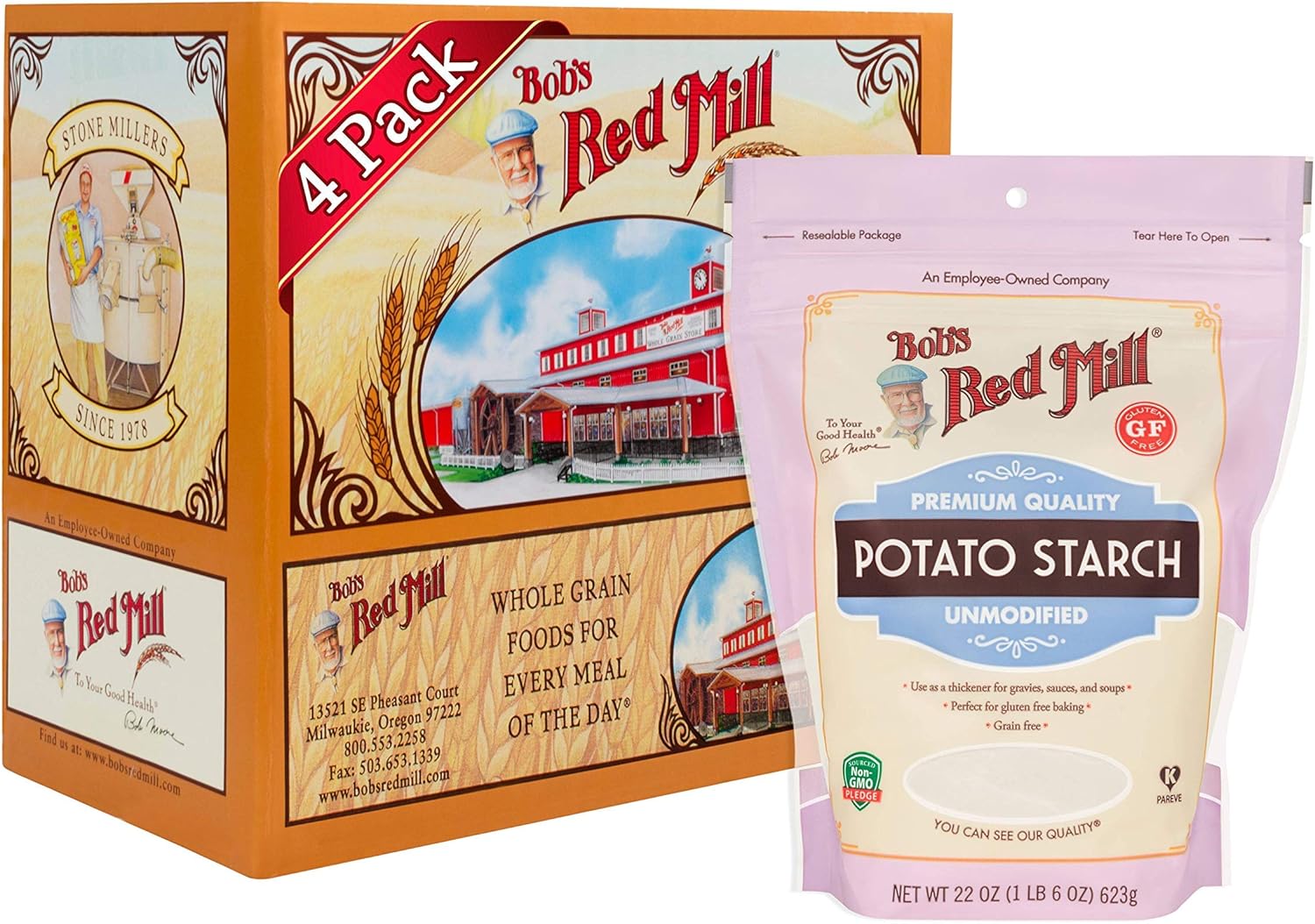 Bob's Red Mill Potato Starch, 22oz (Pack of 4) - Non GMO, Vegan, Kosher