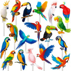36pcs Parrot Cupcake Toppers Tropical Bird Party Cake Cupcake Picks Decorations for Parrot Theme Birthday Party Decorations Hawaii Luau Party Supplies