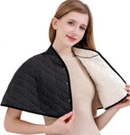 SIQITECHNO Womens Thermal Fleece Shoulder Shawl Cape Thickened Wool Neck Shoulder Back Warmer Wrap Pad Wheelchair Care Jacket Coat