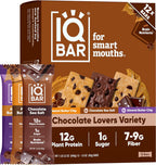 IQBAR Clean Plant Protein Bars - Chocolate Lovers Variety - 12 Count - Keto, Vegan, High Fiber, Gluten and Dairy Free, Low Sugar Snack - Brain and Body Nutrients for Focus, Energy, Meal Replacement
