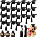 25 Pcs Mini Graduation Caps with Tassel, Graduation Cap Wine Bottle Toppers