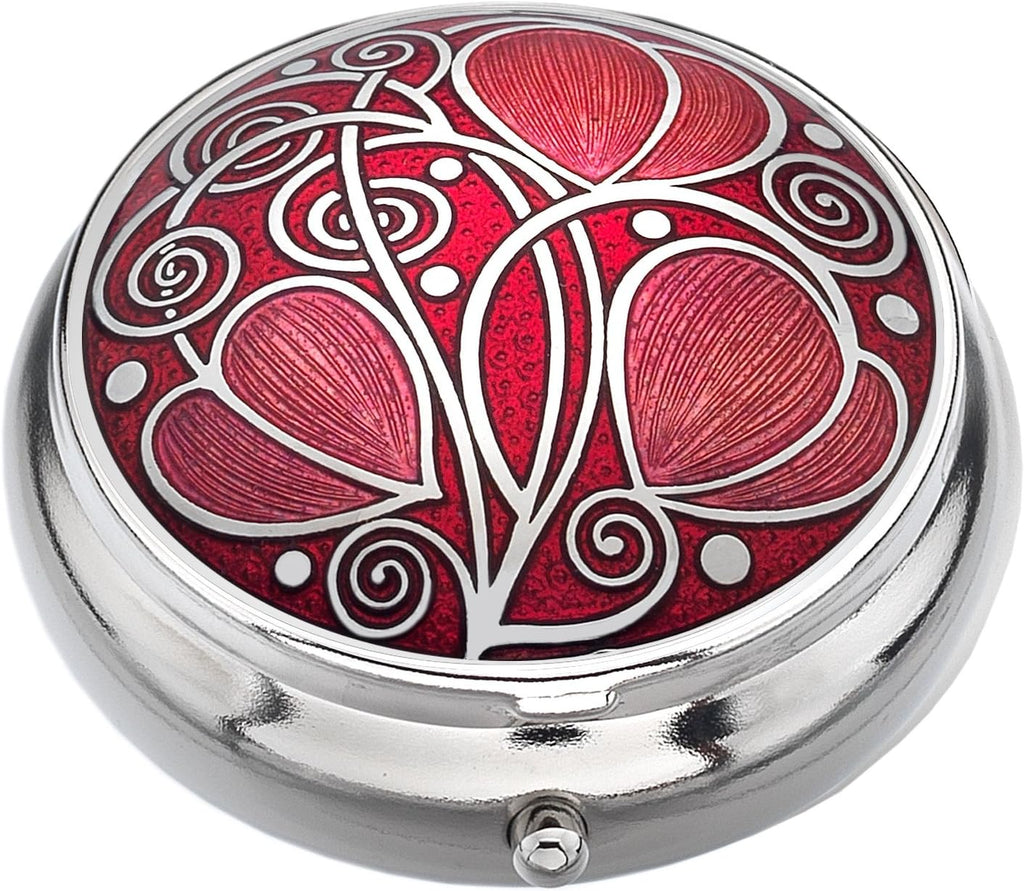 Pill Box in a Celtic Swirls Design (Red)