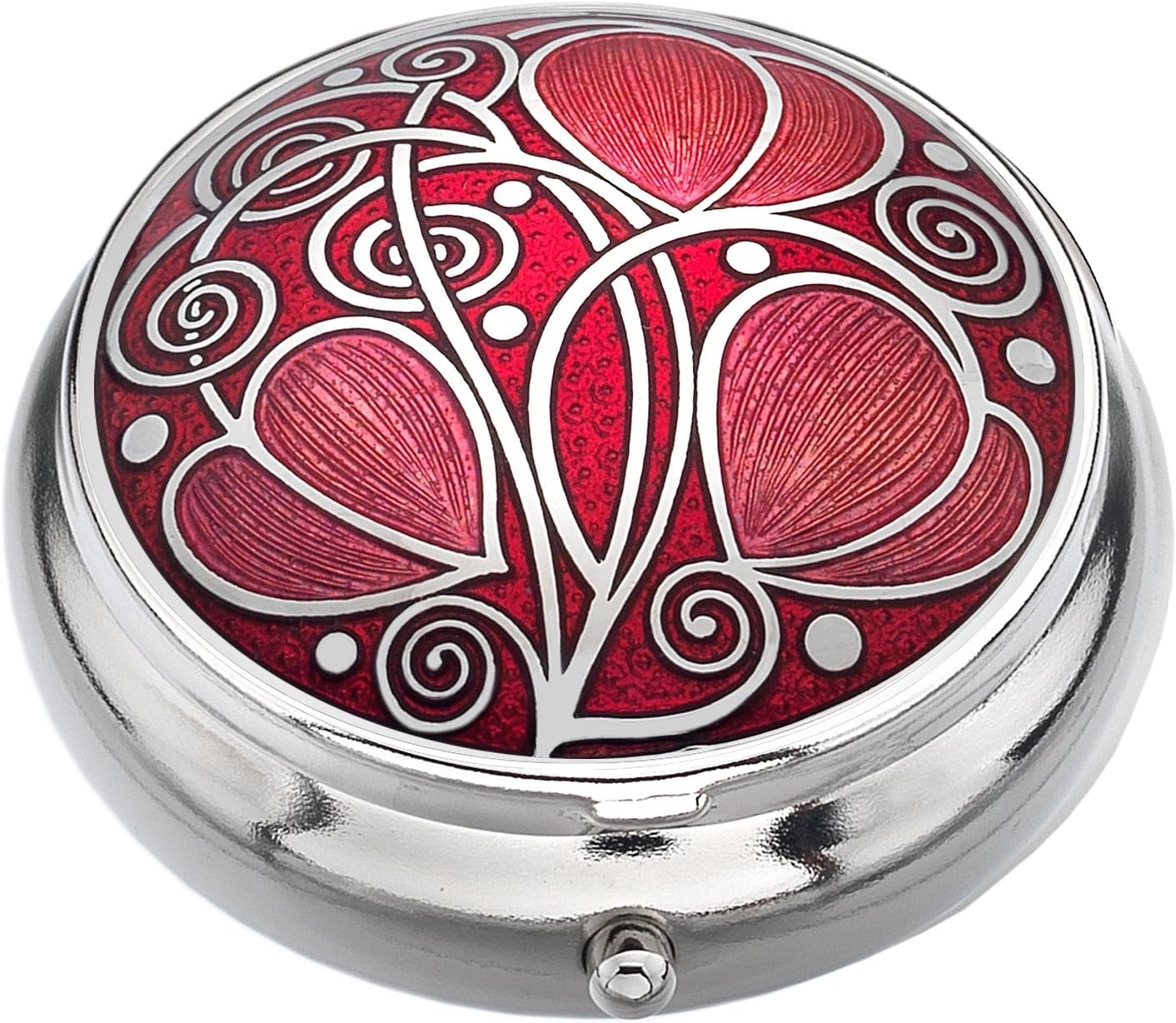 Pill Box in a Celtic Swirls Design (Red)