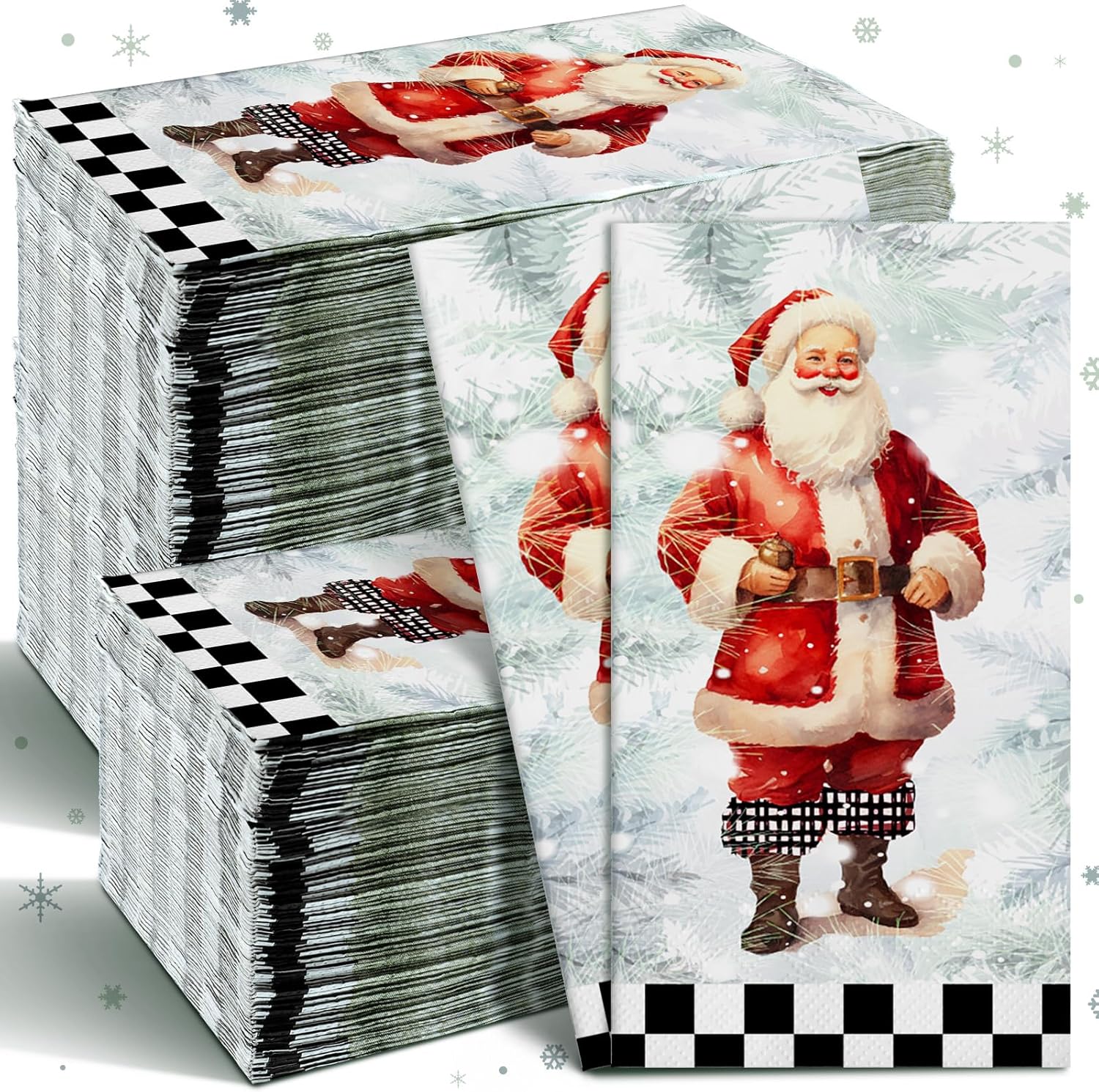 Karenhi 200 Pcs Christmas Napkins Disposable Hand Towels for Bathroom 2 Ply Santa Claus Decorative Paper Guest Towels Black and White Bathroom Guest Napkins Xmas Party Supply for Holiday Baby Shower