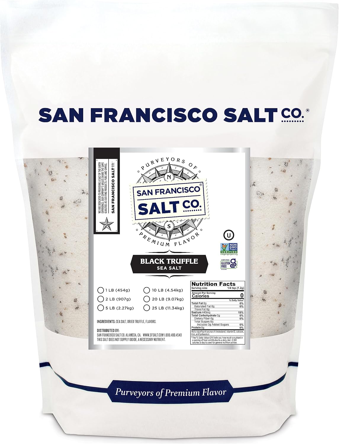 Italian Black Truffle Salt 1lb. Bulk Bag by San Francisco Salt Company