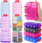 4 Pack 14 Grids Travel Pill Organizer with Printed Labels 2 Times a Day Pill Organizer Foldable Travel Medicine Kit Am Pm Weekly Medicine Box for Vitamin Fish Oil Supplement Storage