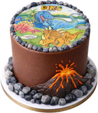 Dekora, Edible Dinosaur Cake Decorations, Edible Cake Toppers Decoration for Boys and Girls Birthday, Dinosaur Image Sheet for DIY Cake Decorating, 7.8-Inch Round Wafer Paper, Sugar-Free