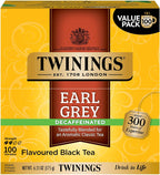 Twinings Decaffeinated Earl Grey Black Tea Individually Wrapped Bags, 100 Count (Pack of 1), Flavoured with Citrus and Bergamot, Enjoy Hot or Iced, 100 Teabags
