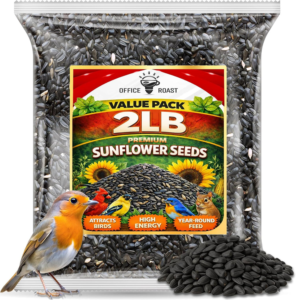 Office Roast Premium Black Sunflower Seeds – | 2 LB Bulk Value Pack | Natural Wild Bird Seed for Backyard Feeders, High-Energy Food for Songbirds