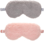SOIMISS 2pcs Plush Sleeping Eye Masks Cartoon Eye Patches Blackout Soft Artificial Silk Cover for Travel and Rest, Portable Eyeshade and Women