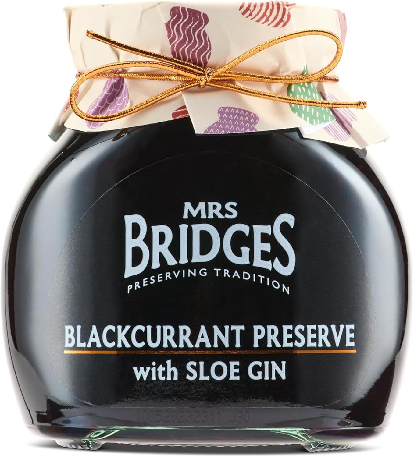 Mrs Bridges Blackcurrant Preserve with Sloe Gin, Made in Scotland, 12oz Jar (Pack of 1)